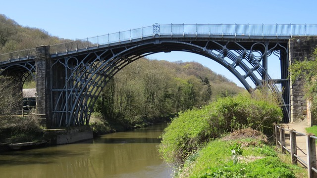 Iron Bridge and Severn Valley helicopter tour over Shropshire countryside